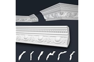 MARBET DESIGN Moulures de plafond Marbet blanc paquet économique de styrofoam EPS - Moulures stucco à motifs, en design traditionnel - (30 mètres B-24) moulures d'angle en stuc moulures murales