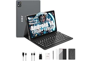 ‎XGODY XGODY 10 Zoll Android 14 Tablet mit Tastatur 2,4G/5G WLAN 2,0 GHz | 12 GB RAM + 128 GB ROM (TF 1 TB) | FHD | 5+13 MP Kamera | 7000 mAh | Bluetooth 5.0,Tablet PC – Schwarz