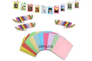 SZWLJ Paquete de 30 marcos de fotos de papel multicolor de 4 x 6 pulgadas con cuerda para colgar y clavijas para pancarta de fotos, exhibición y decoración de eventos