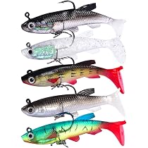 5 Pièces Appâts Souples 3D Truite & Brochet - Leurres Réalistes Pour Pêche Prédateurs