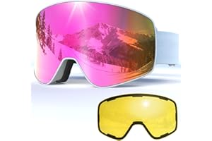 JQF Gear Masque de Ski avec Magnétique Lentille Interchangeable,YH212 Lunettes de Ski OTG pour Unisexes Ajustables Anti-UV Coupe-Vent Anti Buée Lunettes de Snowboard pour Sports Hiver