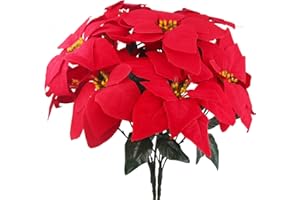 CEWUDA 2 Stück Weihnachtsstern Künstlich Blumen Weihnachtsblumen Künstlich Rot Christbaumschmuck Kunstblumen Weihnachten Weihnachtssterne Deko für Hochzeit Party Home Vase Weihnachtsbaum Außen Deko