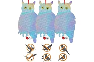 MEISHANG Control de Aves Anti Aves Búho,Búho Espantapajaros Balcon,Búho Espantapajaros,Espantapajaros para Jardin,Control de Repelente de Aves,Repelente de Pajaros