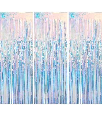 Tende Metalliche Decorazioni Feste 3pz - Tinsel 1x2m Rosa Per Compleanni, Matrimoni, Baby Shower - Foto 7