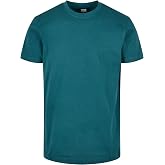 URBAN CLASSICS Men's Basic T-Shirt, Short Sleeve, Round Neck, Regular Fit, Plain Cotton T-Shirt, Regular Length, Loose Fit, F