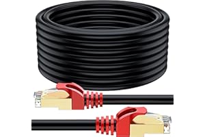 MutecPower 30m Cavo Cat 7 Esterno da Impermeabile per Uso interramento Diretto Cavo di Rete Ethernet RJ45 Esterna - SSTP - 600 MHz - Nero 30 Metri con Fascette e Clip