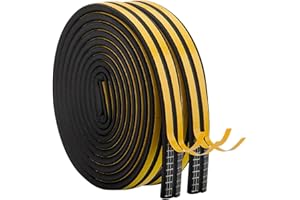 AIDEGER Taśma uszczelniająca do drzwi, okien, samoprzylepna, izolacja akustyczna, taśma uszczelniająca (9 mm x 6 mm / 20 m, czarna)