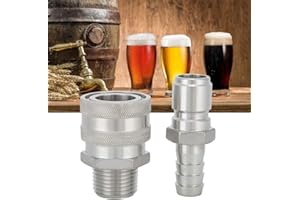 CAFOPGRILL Kit de coupleur à déconnexion rapide en acier inoxydable, raccord cannelé 1/2" et coupleur à déconnexion rapide BSP 1/2" pour le brassage à domicile