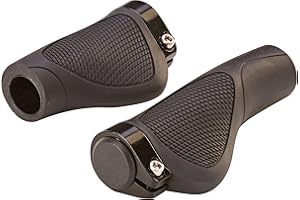 Prophete 5577 Unisex Adult Ergo Grips with Screw Attachment and Handlebar Plugs, 132/98 mm Handlebar Grips, Black, One Size