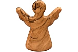 KASSIS GESCHENKARTIKEL KASSIS Angelo custode fatto a mano in legno d’ulivo – Figurina artigianale di Betlemme – Portafortuna e Regalo per Natale, nascita, battesimo, comunione, cresima