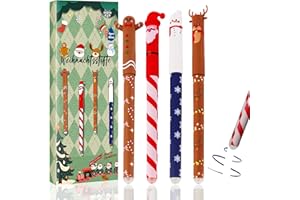 LIDARY Weihnachtsstifte Kinder | 4PCS Radierbare Stifte Weihnachten, Gelschreiber Radierbarer Kugelschreiber mit Weihnachtsmann, Lebkuchenmann, Schneemann, Elch für Studenten Schule Büro (weihnachten)