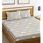 HUESLAND by Ahmedabad Cotton 144 TC Cotton Double Bedsheet with 2 Pillow Covers - Grey and Yellow