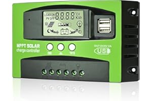 VIXKPIRR MPPT 60A Controleur de Charge Solaire 12V 24V Auto Regulateur Panneau Solaire 60A avec Sonde Température et écran LCD pour Toutes 12V 24V au Plomb et au Lithium Batteries