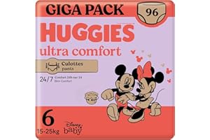 HUGGIES Ultra Comfort - Culottes bébé Taille 6 (15kg-25kg) - 2 paquets de 48 couches - ceinture ultra douce - absorbtion rapide - sans parfum ni chlore - sans latex - facile à mettre et à enlever