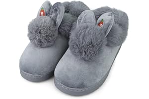 IONOKO Chaussons Fille Lapin Mignon Épaississement en Peluche Chaud Intérieur Doux Pantoufles Antidérapant Accueil Slippers
