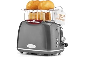 PROFI COOK ProfiCook Tostapane dall'elegante design vintage - Tostapane a 2 fette con ampia fessura e cassa in metallo massiccio - Tostapane retrò con portapane - PC TA 1193 antracite