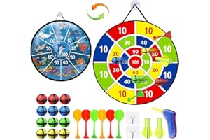 LiRiQi Kinder Dartscheibe Spielzeug, 66cm Klett Dartscheibe Faltbares mit 12 Klebrigen Bällen, Partyspiele Draußen Dart Wurf Spiel Scheibe Geschenk für Jungen Mädchen