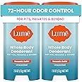 Lume Whole Body Deodorant - Smooth Solid Stick - 72 Hour Odor Control - Aluminum Free, Baking Soda Free and Skin Safe - 2.6 Ounce (Pack of 2) (Unscented)