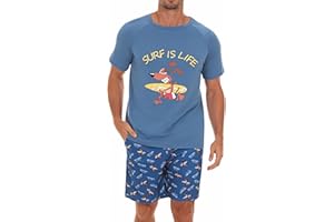 Jahetuul Pyjama Homme avec Motif Imprimé Pyjama Homme en Coton pour L'été Ensembles de Pyjama Homme Court Pyjama Short Homme Ensemble de Shorts de Pyjama Vêtements de Nuit Vêtements de Détente