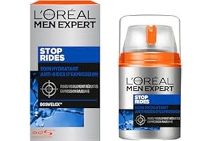 L'OREAL PARIS L'Oréal Men Expert - Soin Hydratant Visage Anti-Âge & Anti-Rides d'Expression pour Homme - Usage Quotidien - Technologie Boswelox - Tous Types de Peaux - Stop Rides - 50 ml