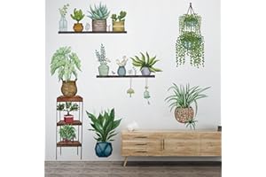 Arawat Wandtattoo Wandaufkleber Pflanze Wandtattoo Pflanze Wandtattoo für Schlafzimmer Wohnzimmer Badezimmer Küche Pflanze Wandtattoo Kunstdekor für Wand Boho Dekorative Wandtattoo