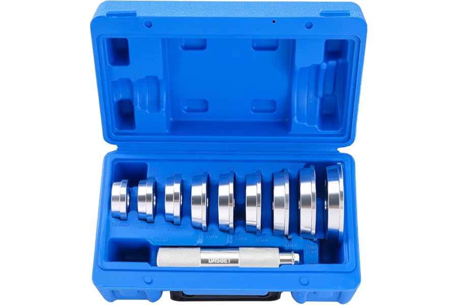 DASBET Bearing Press Driver Kit 10PCS Axle Bushing Bearing Race & Seal Install Driver Master Wheel Bearing Removal Kit Bearing Race and Seal Driver Set with Seal Driver and 9 Bearing Adapters