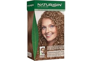 NATURIGIN Medium Blonde Hair Dye 7.0 | Permanent Hair Colour with Natural Ingredients | Ammonia Free | 100% Grey Coverage | Vegan | Neutral Medium Blonde | Natural Shine