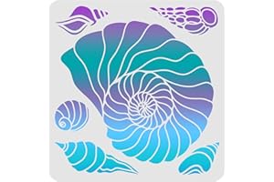 FINGERINSPIRE Stencil per conchiglie, 30 x 30 cm, per pittura riutilizzabile, motivo conchiglia, stencil per creature marine, stencil per pittura su legno, piastrelle, carta, tessuto, e parete