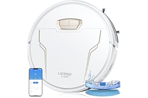 Laresar Clean Aspirateur Robot, 5000Pa avec Boost Auto pour Tapis, Robot Aspirateur Laveur 3 en 1, Aspirateur Robot Laveur Ultra Mince&Silencieux Poils d'animaux, Robot Aspirateur Contrôle Intelligent
