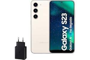 SAMSUNG Galaxy S23, 256GB + Cargador de 45W - Smartphone Android con IA, Teléfono Móvil Desbloqueado, Color Beige (Versión Española)
