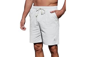 YAOHUOLE Short en Lin Homme Bermuda Lin Grande Taille Shorts Et Bermudas Homme