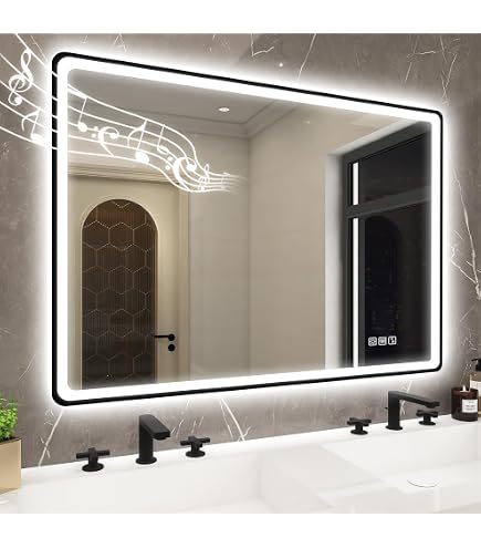 Miroir Salle De Bain LED 120×60 Cm Anti-Buée – Cadre Aluminium Noir – 3 Températures Lumière – Tactile & Mémoire