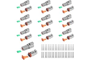 LOMPYEU Connettori Elettrici Impermeabili, DT Connettori Elettrici 2 Pin,10 Set Auto Impermeabile Filo Elettrico Connettore Spina 22-18AWG Connettore per Moto, Scooter, Auto, Camion Barche