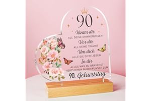 VETBUOSA 90. Geburtstag Frau, Geschenke Zum 90 Geburtstag Frau - Acryl Plakette Mit Inspirierender Gravur, Deko 90. Geburtstag Frau, 90. Geburtstag Geschenkideen Für Mama, Schwester, Ehefrau, Kollegin