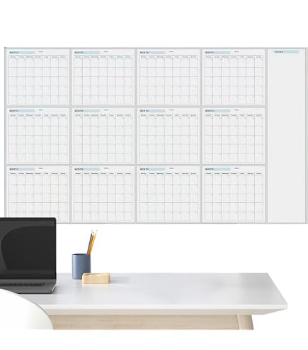 Calendrier Mural Effaçable à Sec Géant 150x85 Cm - Planificateur Annuel Réutilisable Non Daté