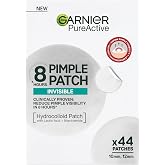 Garnier PureActive Pimple Invisible Patches, Face and Body Grains, 44 Pcs | Hydrocolloid Technology, Helps Reduce Granites in