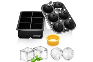 ANKWAY Tacki na kostki lodu, zestaw silikonowych foremek do lodu, maszyna do robienia lodów z pokrywką do zamrażarki, whisky, koktajli, łatwe uwalnianie i wielokrotnego użytku, bez BPA