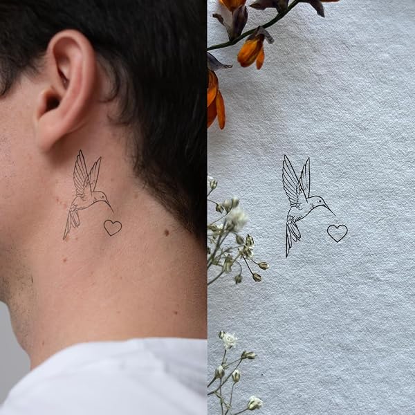 Forever Never Temporäre Tattoos 'Kolibri' - Wasserfest, Hält Bis Zu 2 Wochen, Vegan & EU-zertifiziert