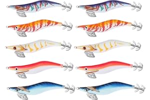 Hausdec 10 pezzi di calamari artificiali, esche da pesce, 12 cm, 3,0# Octopus, con scatola di immagazzinaggio