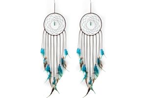 ChAusa 2 Pezzi Acchiappasogni Fatti a Mano, Acchiappasogni Piuma Blu Vintage, Acchiappasogni Sogno, Ornamenti Acchiappasogni, Applica a Appendere a Parete, Decorazione, Festival, Regalo
