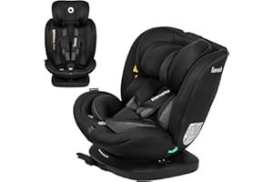 LIONELO Bastiaan i-Size Fotelik Samochodowy Obrotowy 360o dla Dzieci 0-36kg od 40-150 cm, Montaż Przodem i Tyłem, ISOFIX Pas TopTether, Pełna Regulacja Ochrona Boczna
