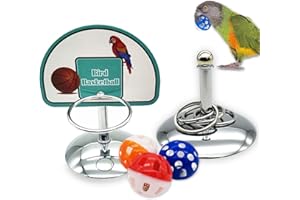 WishesMar Metal Parrot Toys Set Parrot Training Toy Bird Educational Interactive Intelligence Toy Including Basketball Stacking Toy for Budgies Cockatiel Parakeet