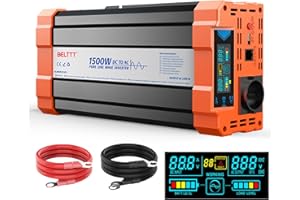 BESTYKS Wechselrichter Spannungswandler 12V auf 230V Reiner Sinus Wechselrichter 1500W Inverter mit EU Steckdosen,USB Ausgang und LCD-Anzeige Spitzenleistung 3000W für Kfz LKW Camping Notfall Haushaltsgeräten
