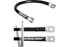EBROM Batteriekabel Massekabel 50 mm² schwarz, fertig konfektioniert, ab 30cm bis 10m, viele Längen + Ringösen/Kabelschuhe M6/M8/M10/M12 kombinierbar, Ihre Auswahl: 50 mm2, 40 cm Kabelschuh 2 x M8