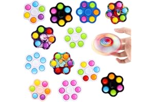 MILESTAR 12 Pack Pop It Hand Spinner Toy Jouets Simple Popper Dimple Fidget Spinner Pousser Pops Bubble Sensory Toy Jouets Fidget Spinner Toy Excellente Idée De Cadeaux D'Anniversaire Pour Les Enfants