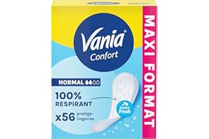 Vania | Protège-Slips Confort Normal Parfum Fresh (boîte de 56 pièces) – Protège-lingeries 100% respirant et confortables – Protection hygiénique avec ajustement parfait et tenue optimale
