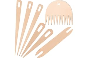 Luckxing 7 Stücke Webschiffchen Basteln Für Webrahmen Einsteigen 5 Big Eye Holzwebhäkelnadel, 1 Holzshuttles Webstab Und 1 Holzwebkamm Tapisserie Webstuhl Werkzeug