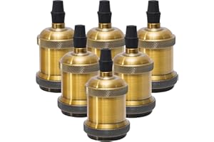 Sevenpers Portalámparas Vintage E27, 6 piezas Casquillos para Bombillas Adaptadores de Portalámparas Cerámica Edison retro lámpara, para Hogares Oficinas Bares Restaurantes （Latón antiguo）