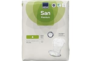 Abena San 4 Incontinence Pads Women and Men | 800ml Absorbency | 30 Pack | Fast Absorbing Incontinence Products, Discreet & Effective Shaped Incontinence Pads for Men/Women.