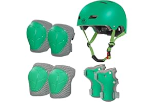 LANOVAGEAR Set di Casco Protezione Bambini con Casco Regolabile Ginocchiere Gomitiere e Polsiere per Skate Bicicletta Pattinaggio Monopattino Skateboard (2-8Anni